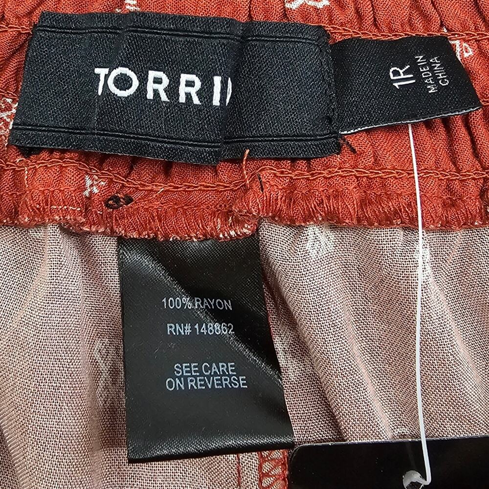 NWT Torrid Wide Leg Pants Womens Size 1X Orange Pull On Palazzo Geometric Print - Picture 10 of 15